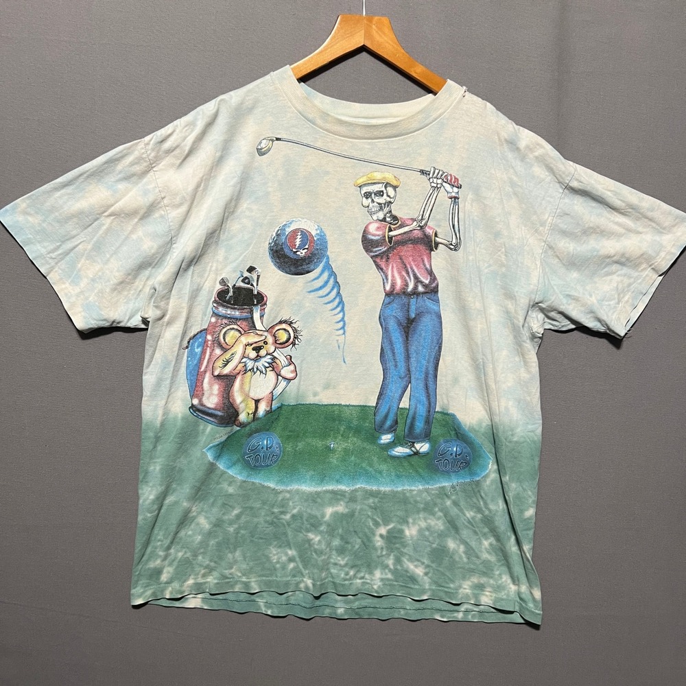 Vintage 1994 Grateful Dead Tour Shirt Golf Skeleton Bear Tie Dye XL